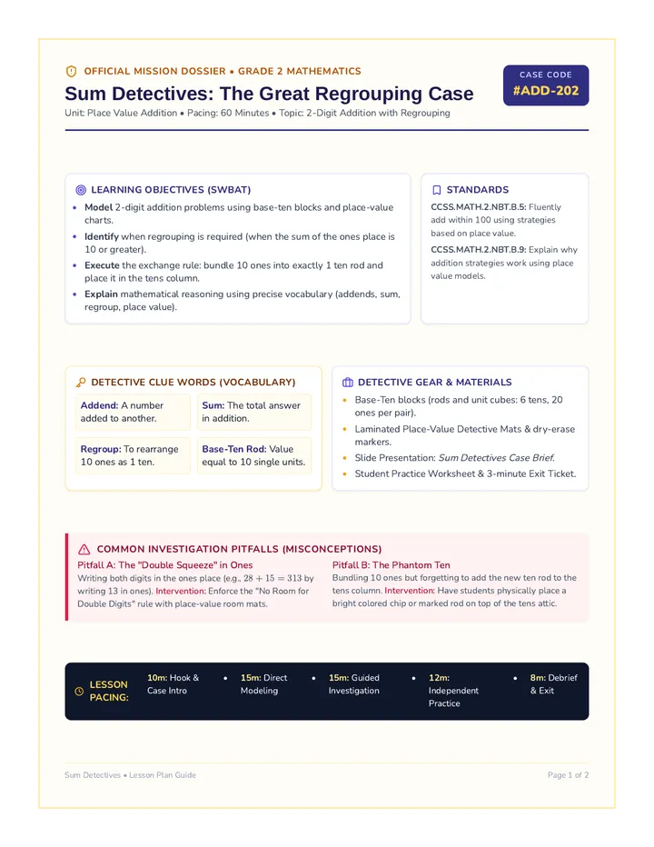 Sum Detectives Lesson Plan