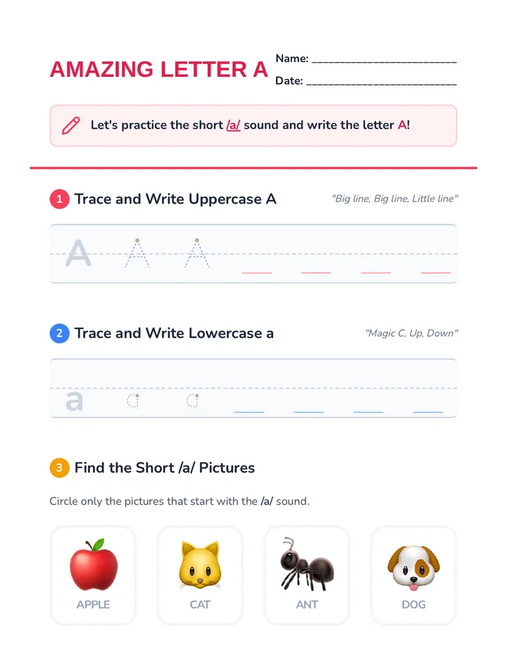 Letter A Practice Worksheet