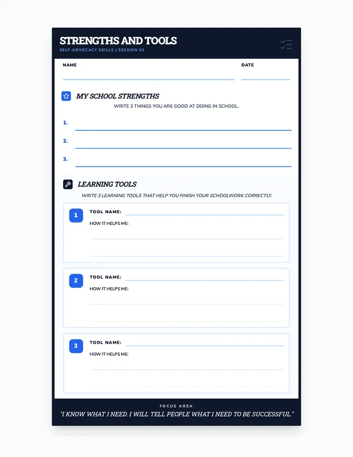 Strengths and Tools Worksheet