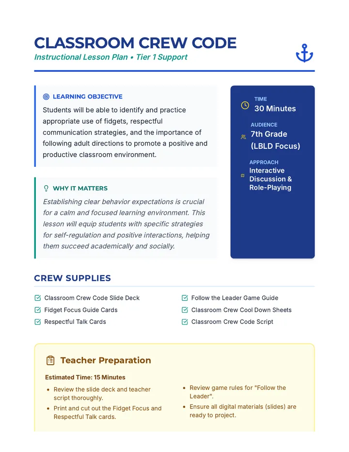 Crew Code Lesson Plan