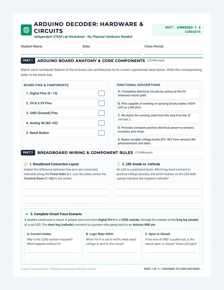 Arduino Decoder Worksheet