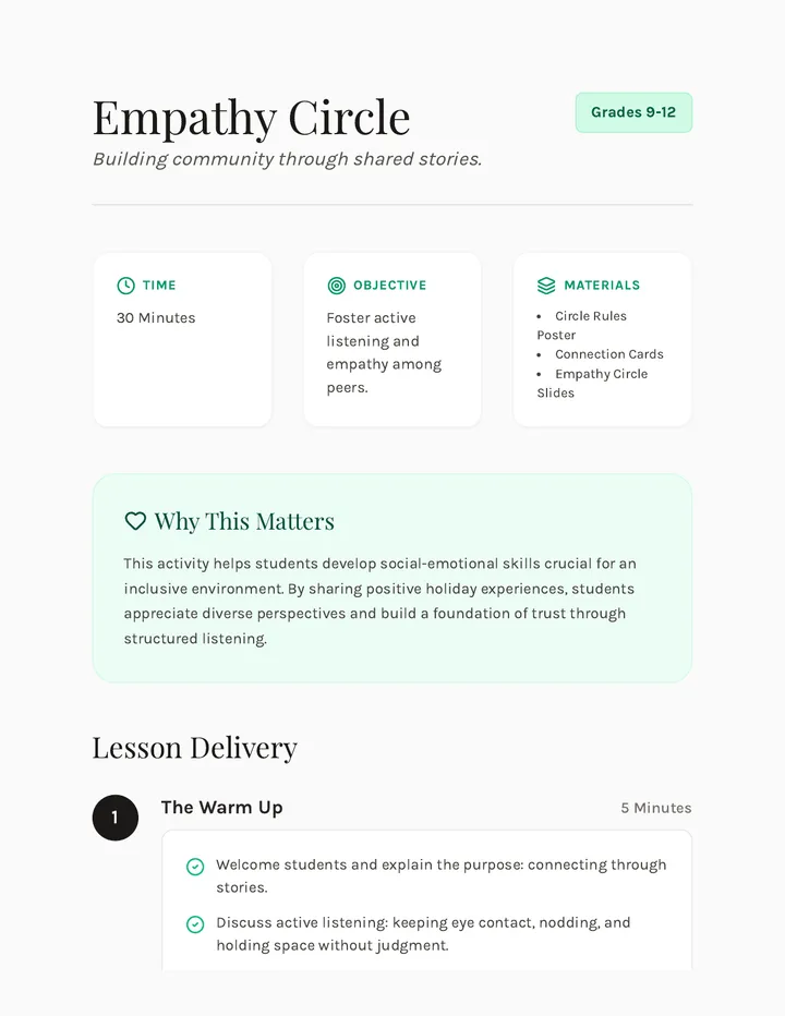Empathy Circle Lesson Plan