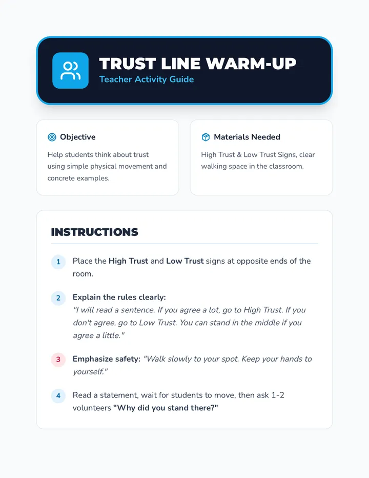 Trust Line Warm-Up Guide
