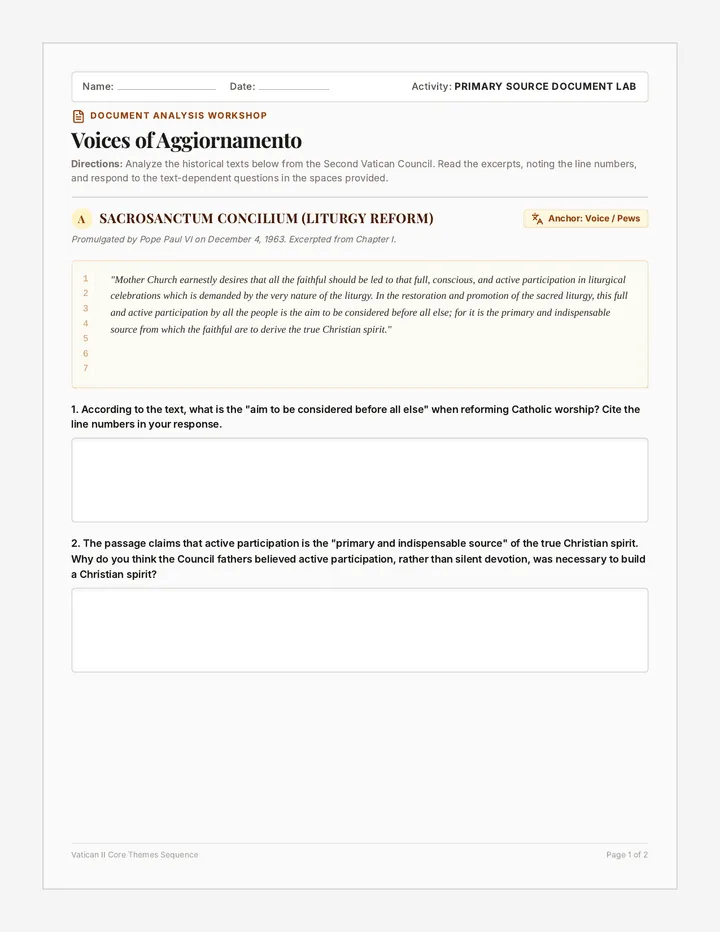 Voices of Aggiornamento Activity