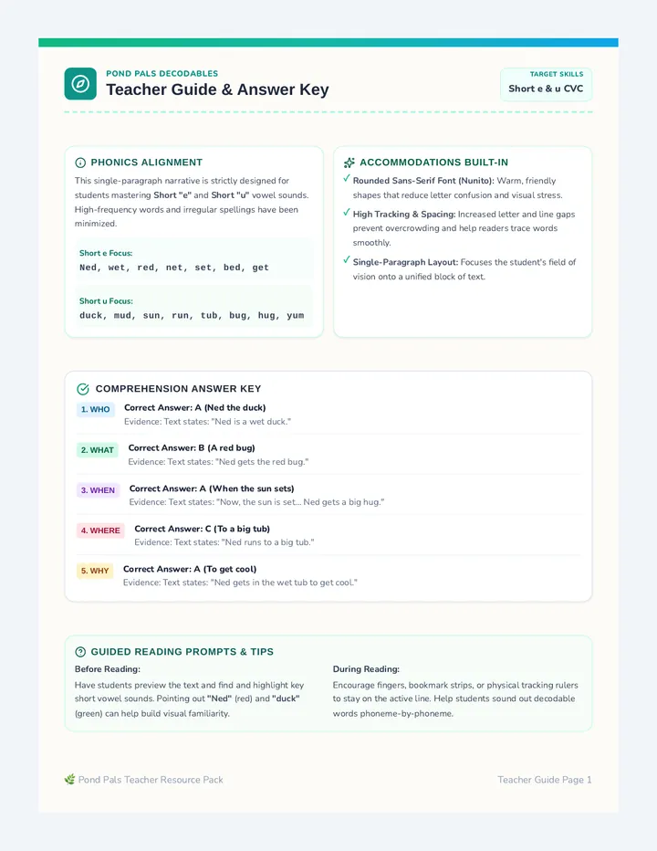 Pond Pals Teacher Guide