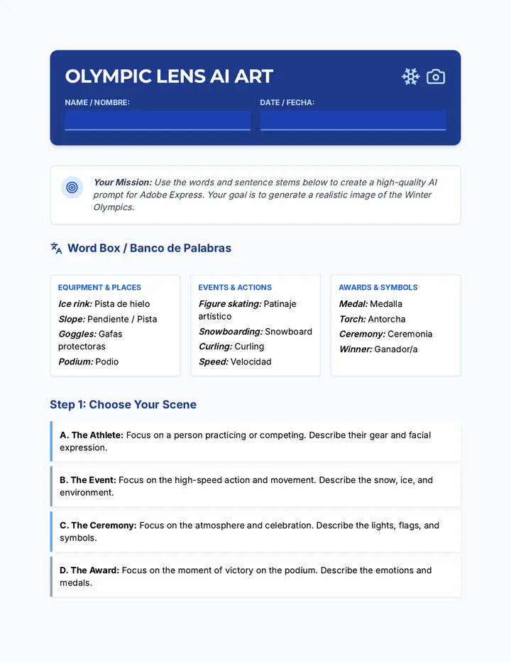 Olympic Lens Worksheet