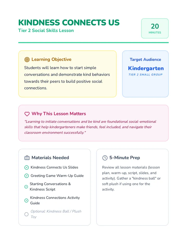Kindness Lesson Plan