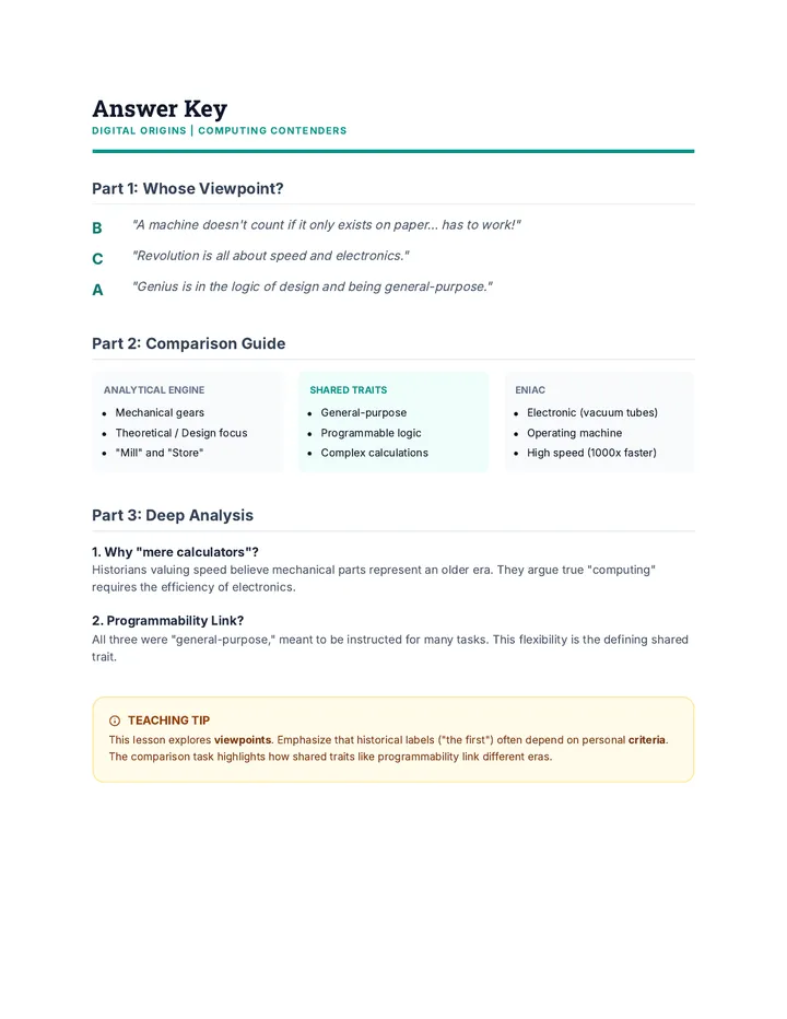First Debate Answer Key