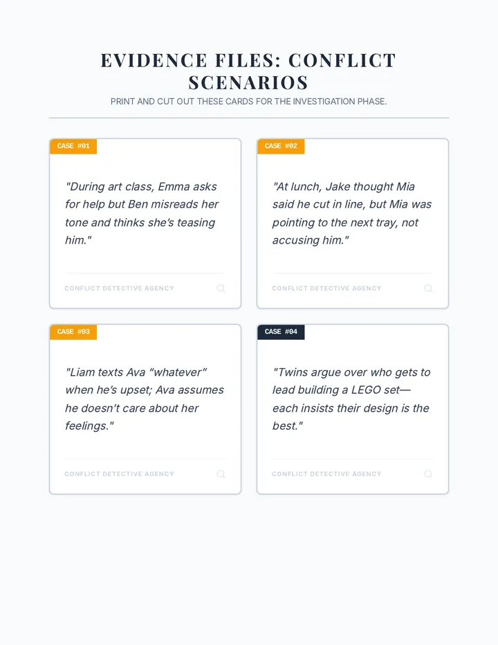 Conflict Scenario Cards Activity