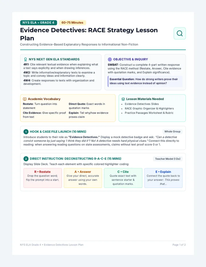 Evidence Detectives Lesson Plan