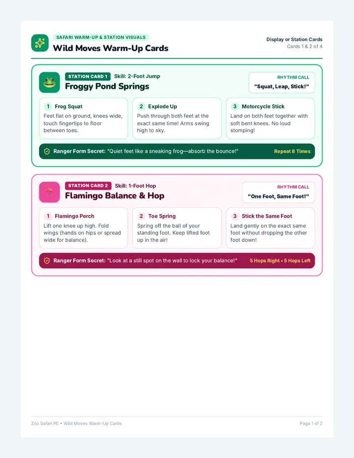 Wild Moves Warmup Cards