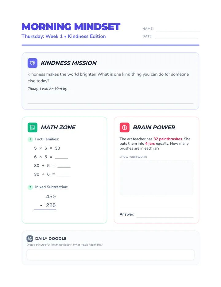 Thursday Morning Mindset Worksheet