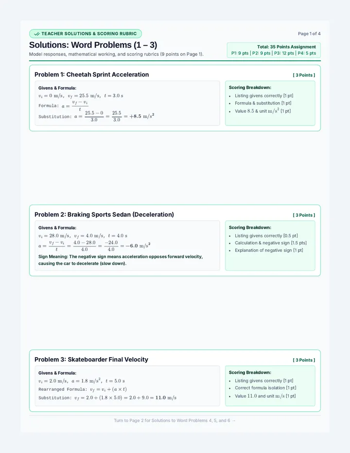 Acceleration Practice Solutions
