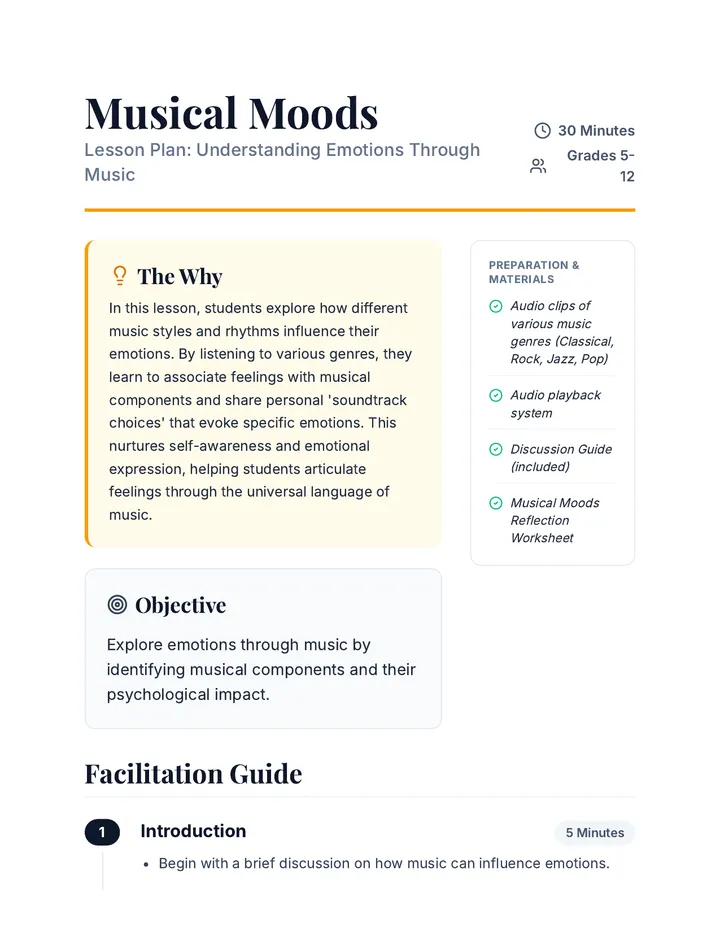 Musical Moods Lesson Plan