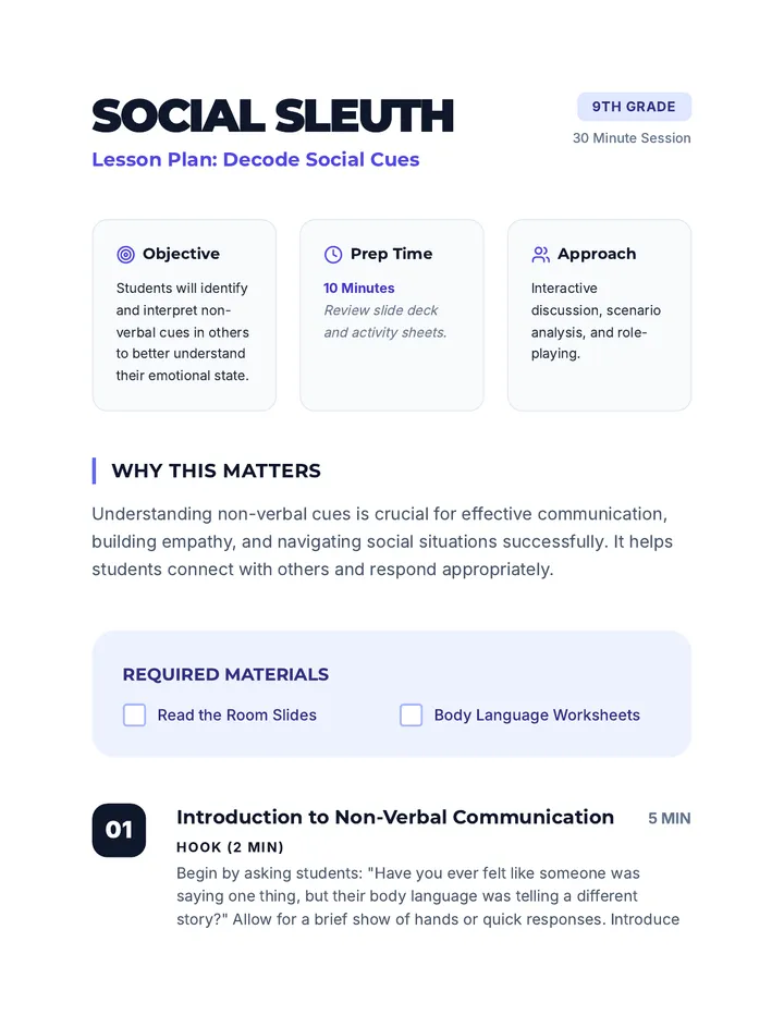 Social Sleuth Lesson Plan