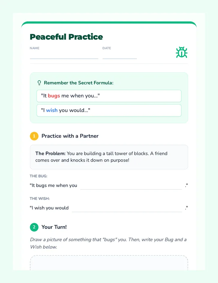 Peaceful Practice Worksheet