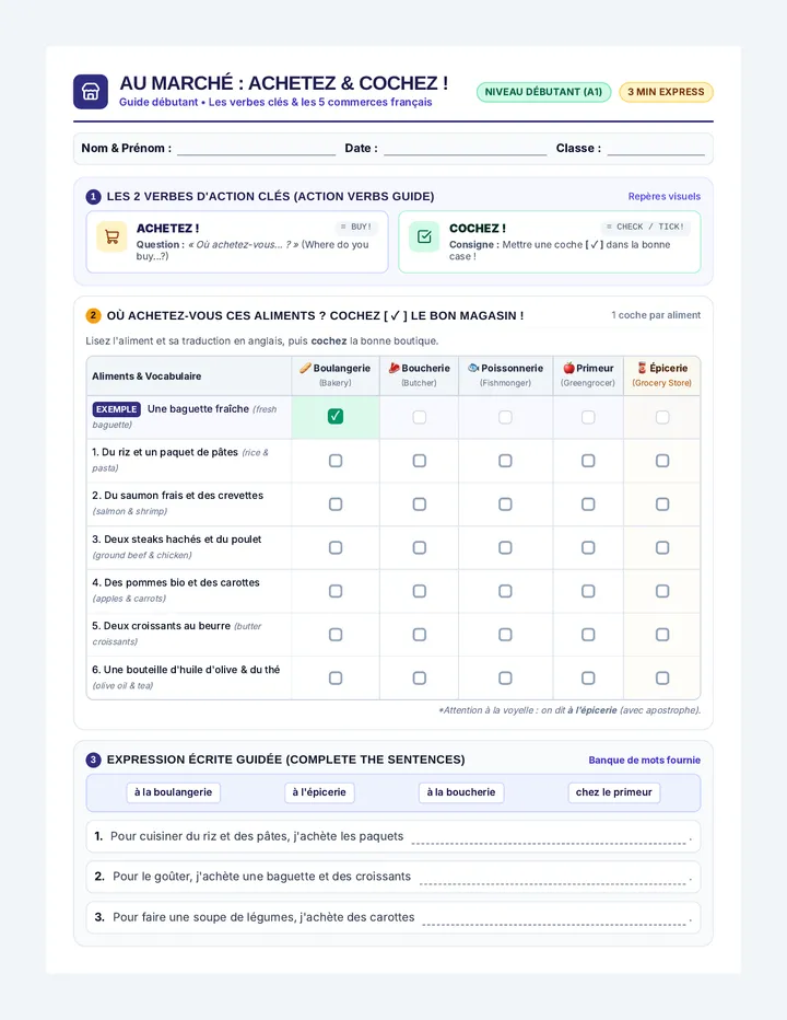 Market Match Worksheet