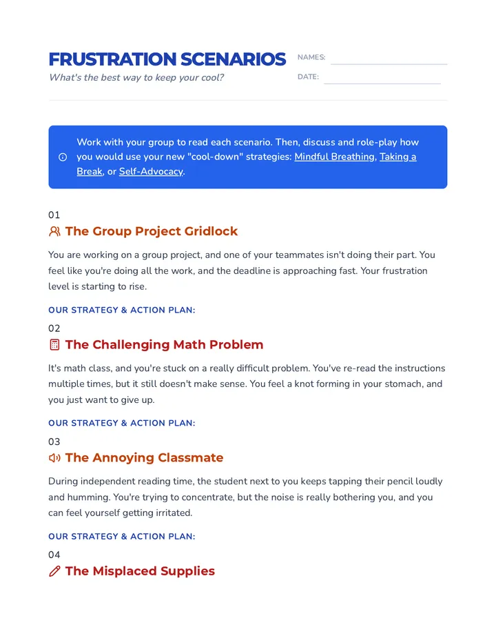 Frustration Scenarios Activity