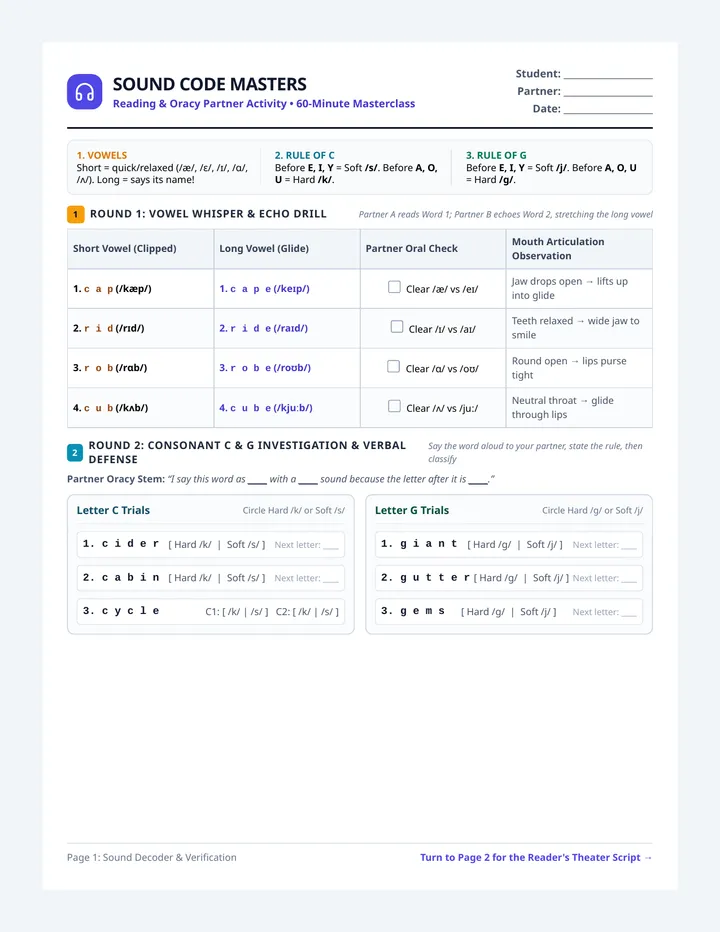 Sound Code Partner Activity