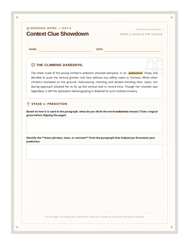 Day 6 Context Clue Showdown