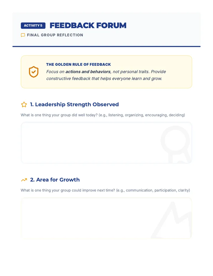 Feedback Forum Activity