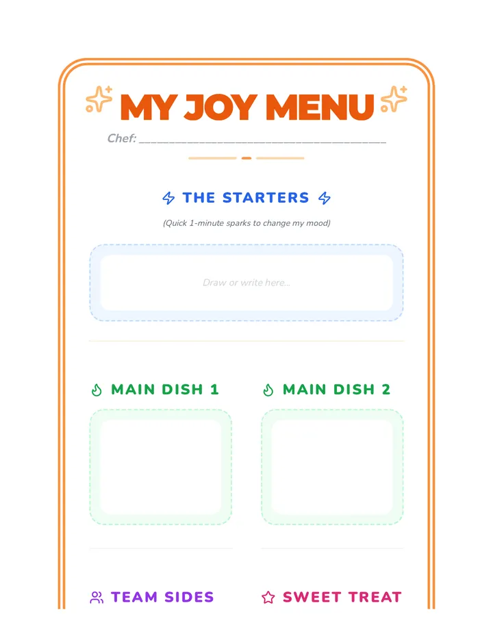 Joy Menu Template Worksheet