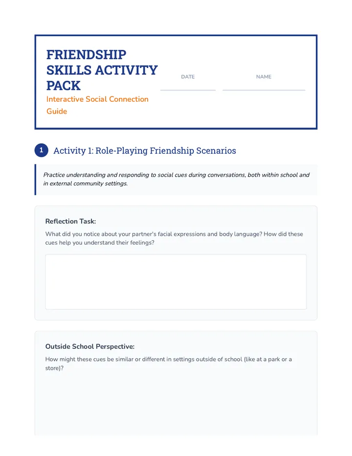 Friendship Skills Activity Pack