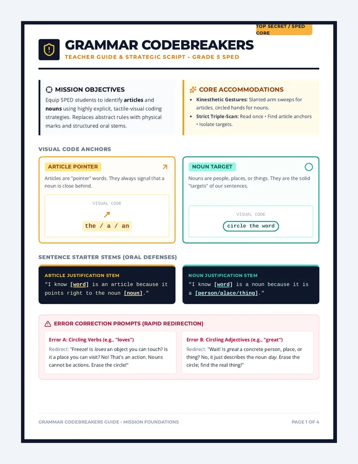 Grammar Codebreakers Teacher Guide