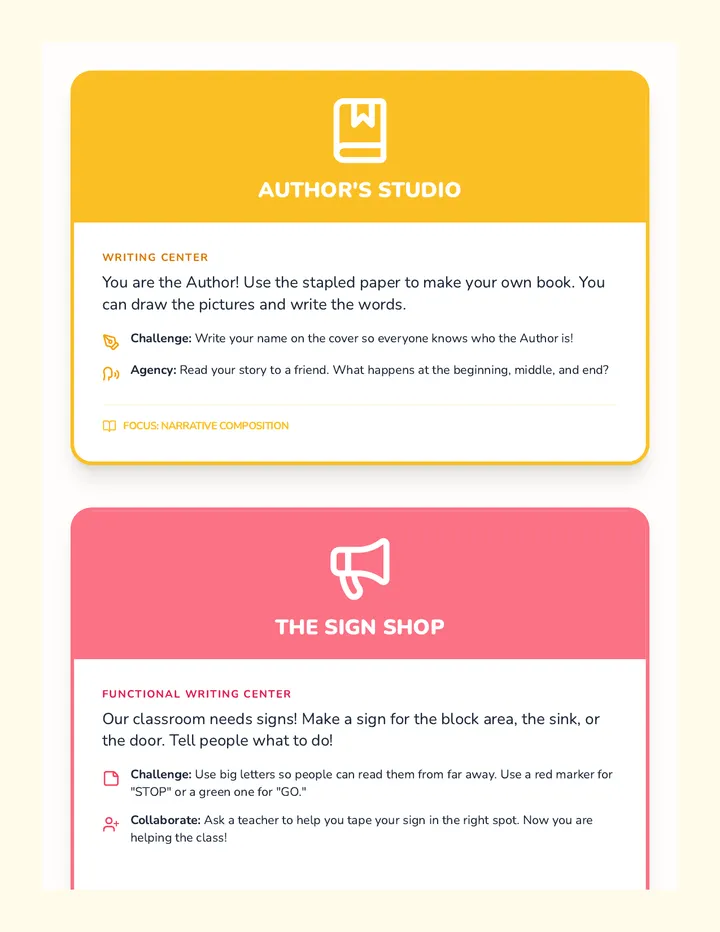 Creative Authors Center Cards
