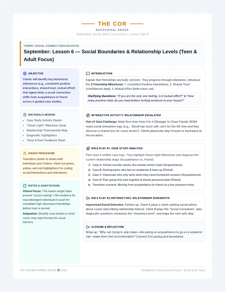 Social Boundaries Relationships Lesson Plan