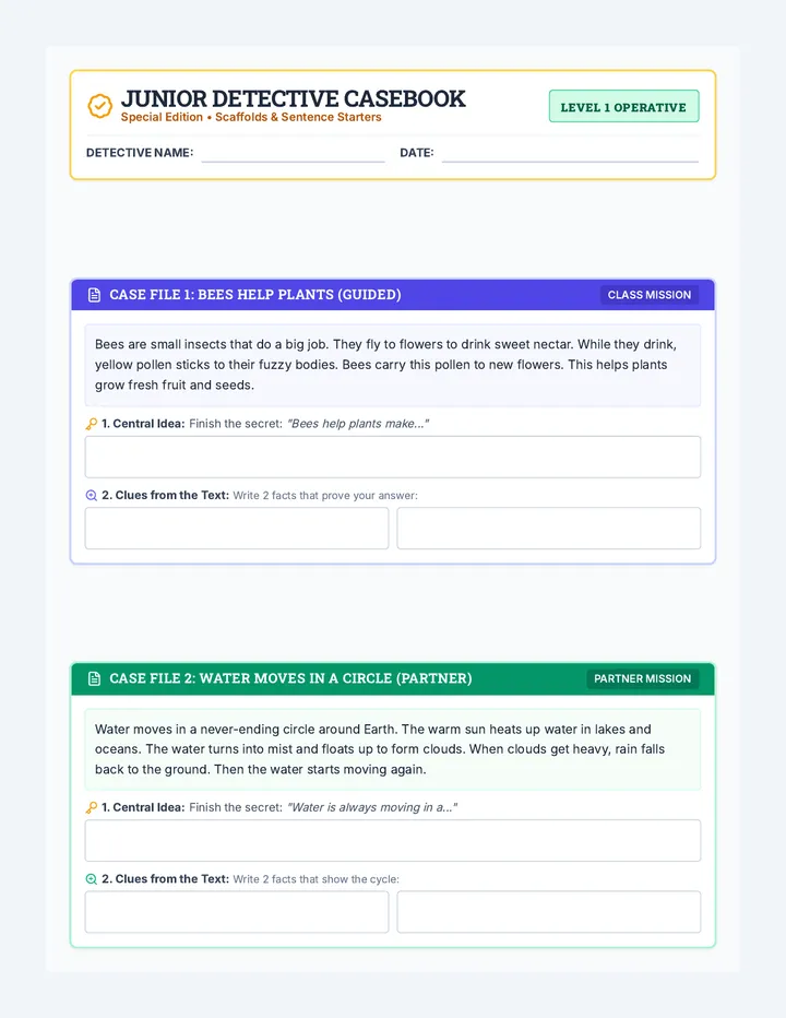 Junior Detective Worksheet