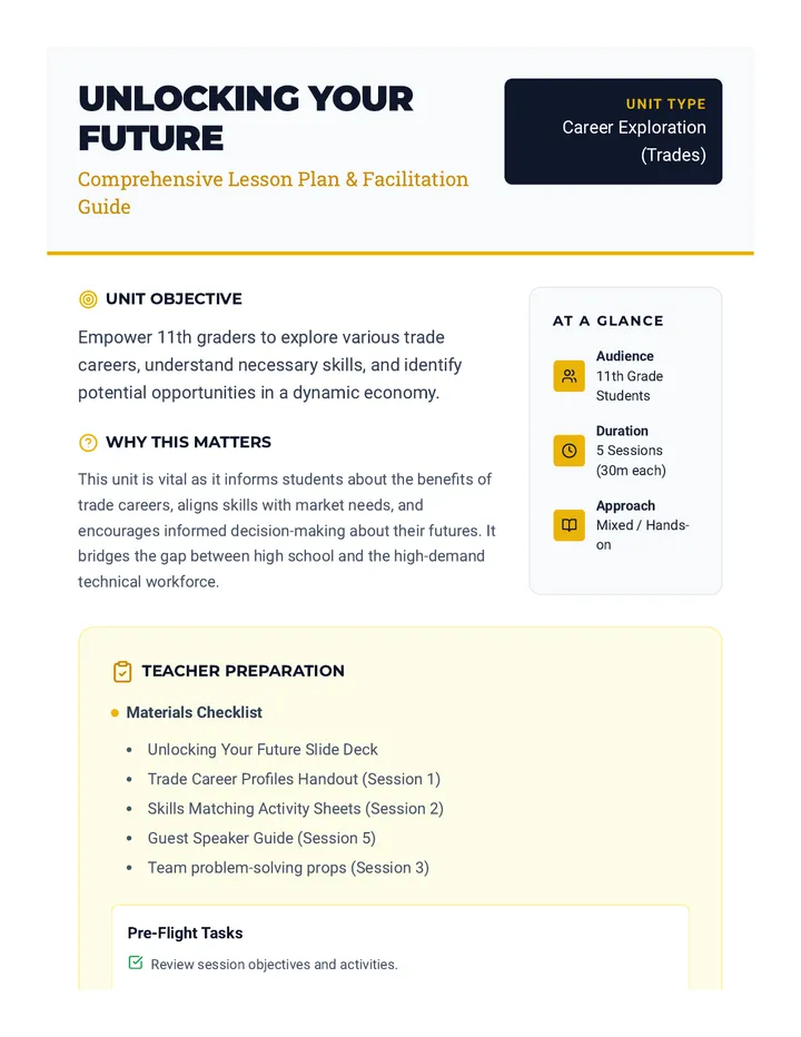 Unlocking Your Future Lesson Plan