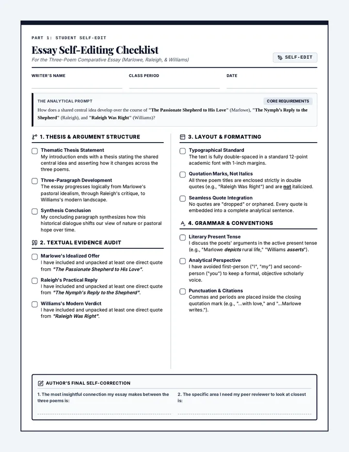 Poetic Parleys Checklist Handout