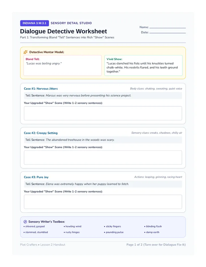 Dialogue Detective Worksheet