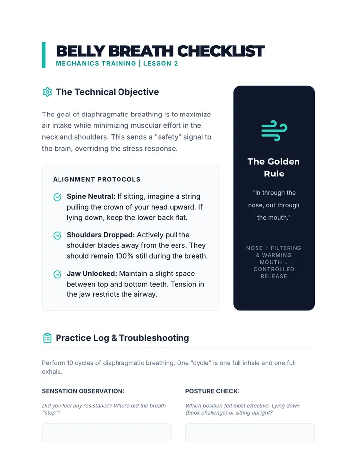 Belly Breath Checklist Worksheet