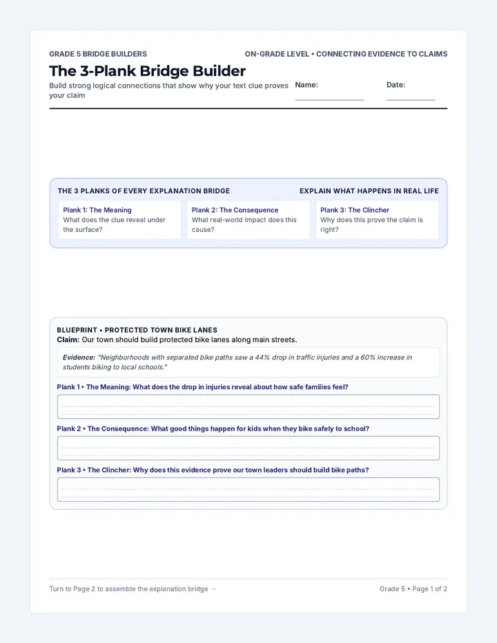 Grade 5 Bridge Worksheet