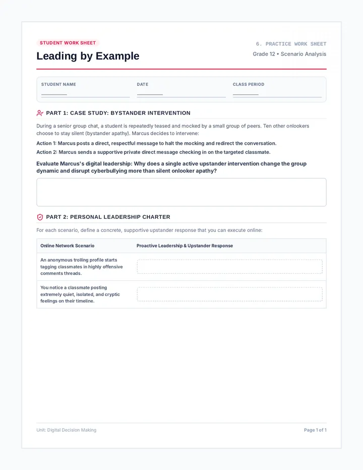 Leadership Practice Worksheet