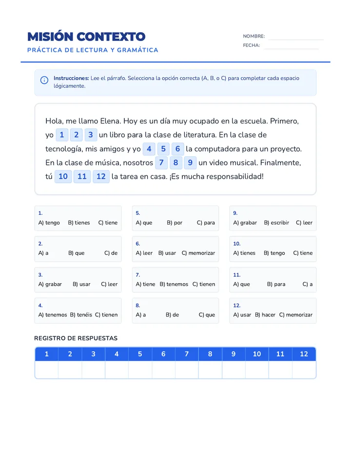 Mision Contexto Worksheet
