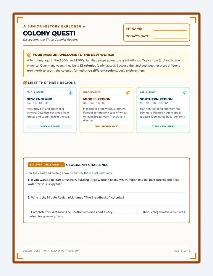 Colony Quest Elementary Packet