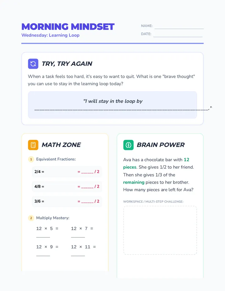 Wednesday Month 3 Week 4 Worksheet