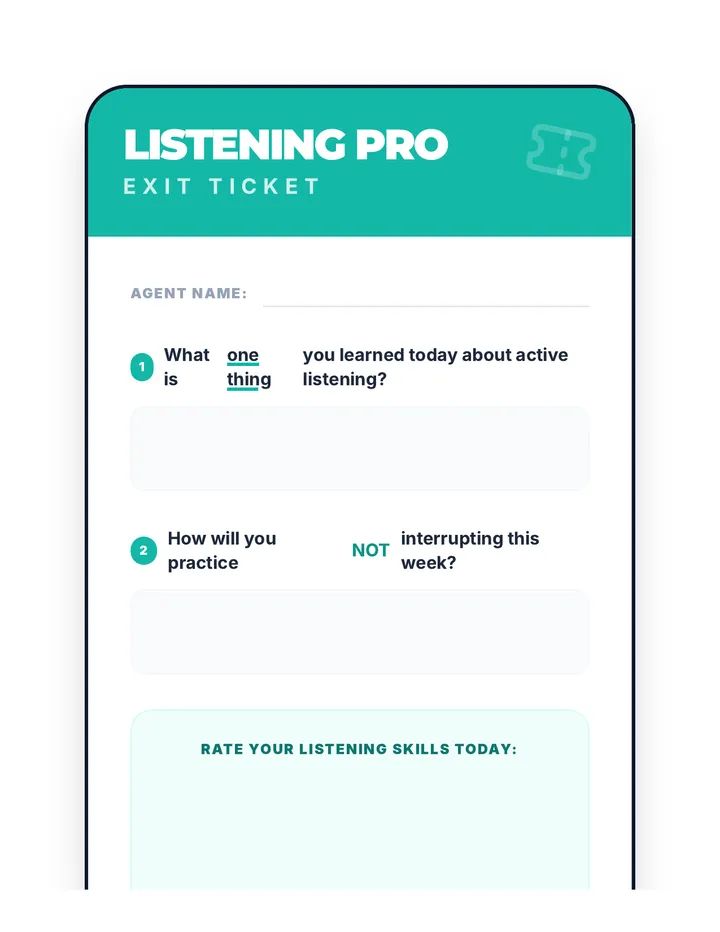 Listening Star Exit Ticket