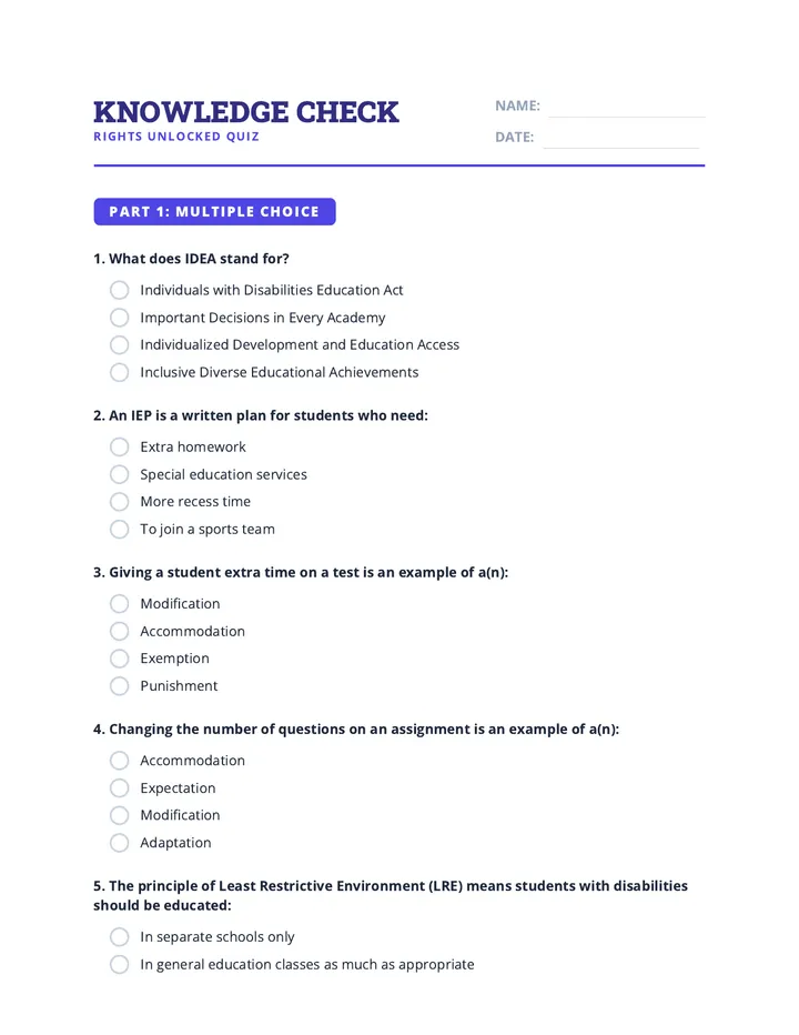 Rights Knowledge Check Quiz
