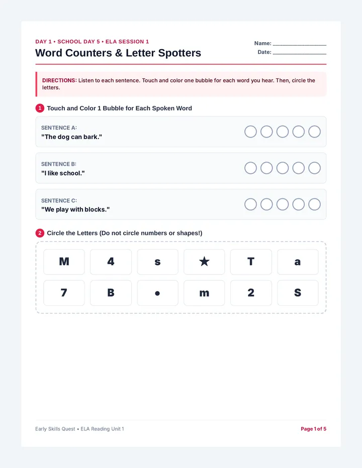 Daily Literacy Activity Pack