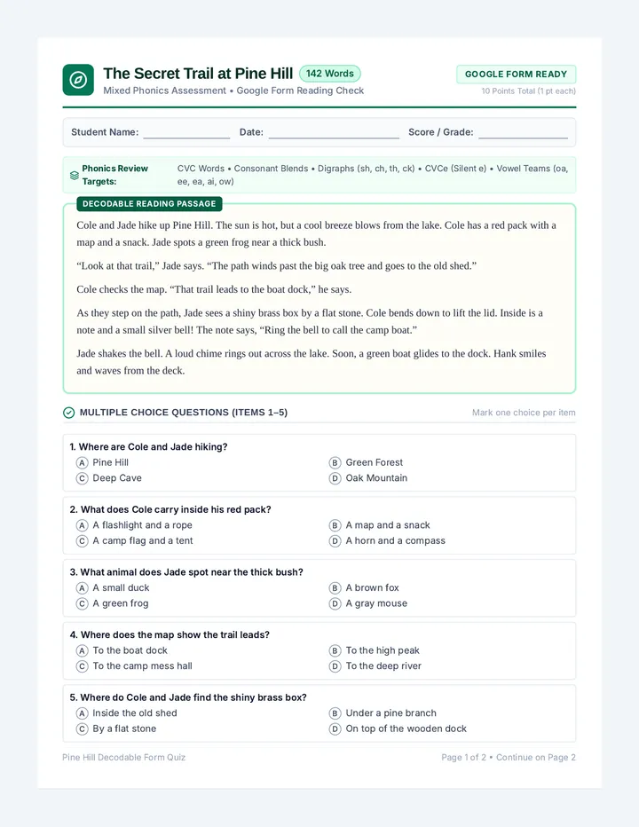 Pine Hill Quiz Document