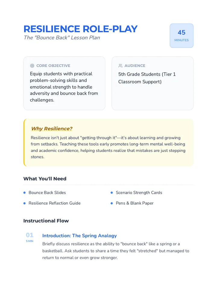Resilience Lesson Plan