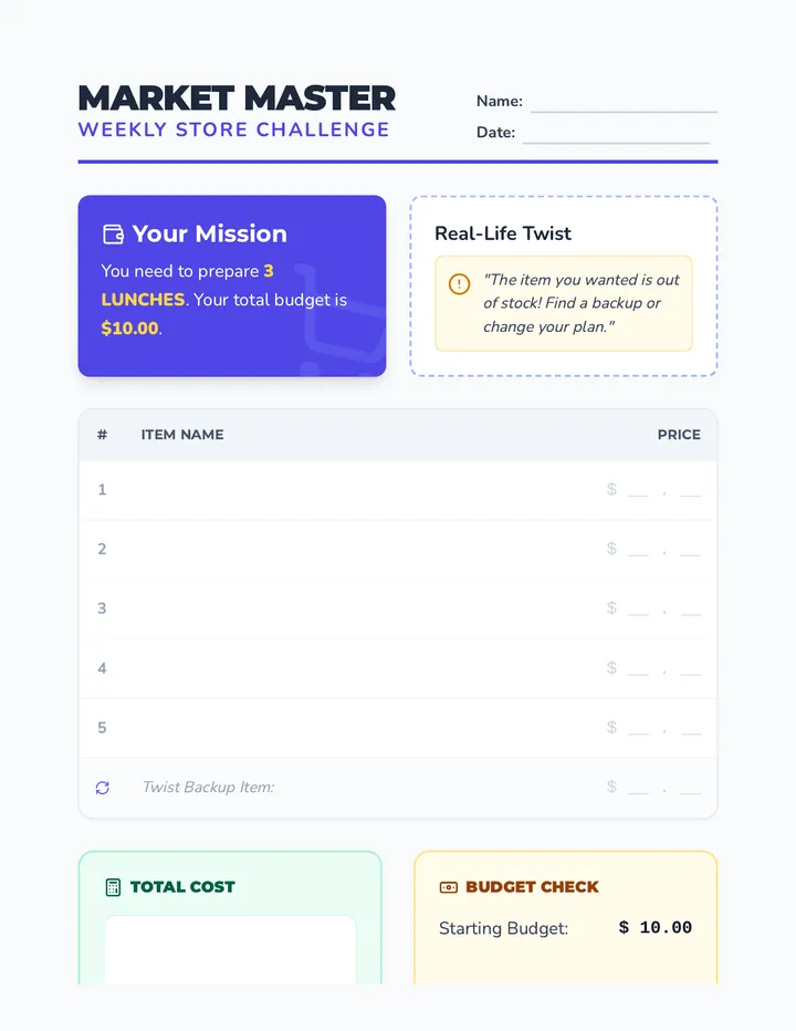 Market Master Worksheet