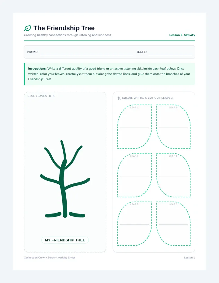 Friendship Tree Worksheet