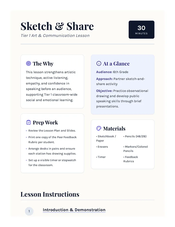 Sketch & Share Lesson Plan