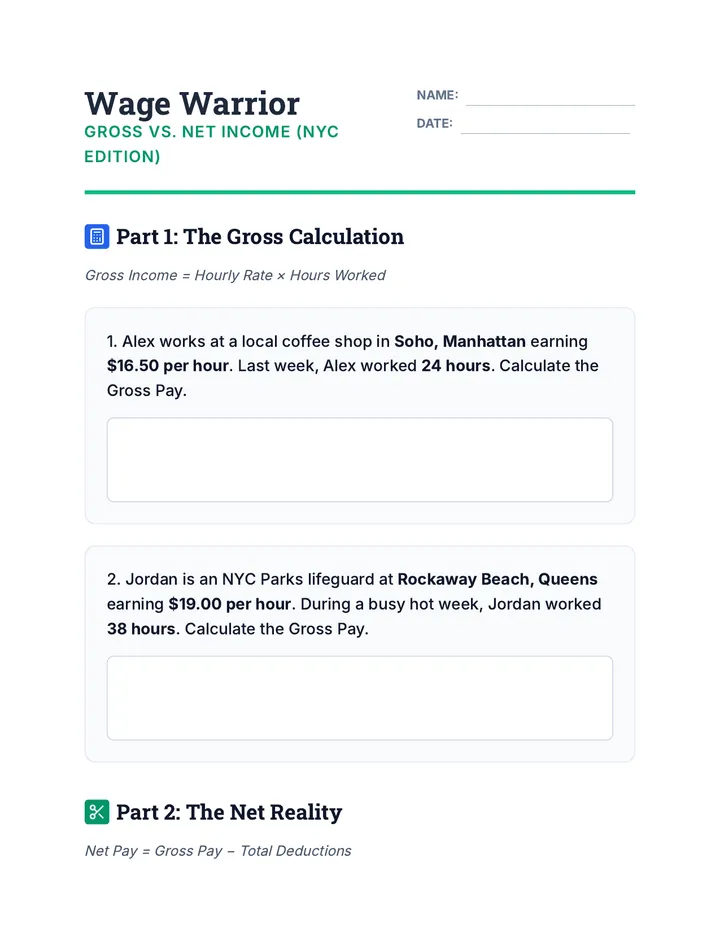 Wage Warrior Worksheet