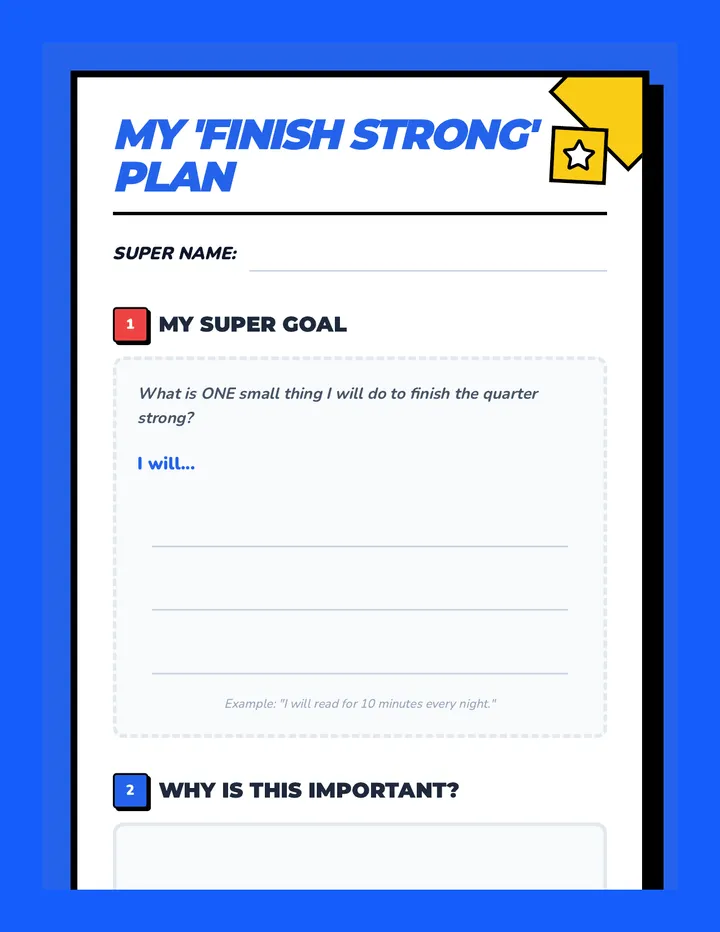 Finish Strong Worksheet